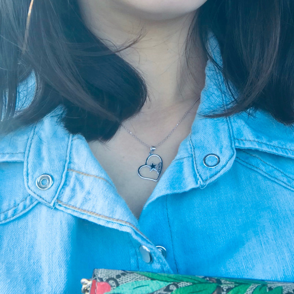 NFL Team Dallas CowBoys Slanted Heart Necklace